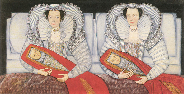 Les soeurs Cholmondeley et leurs bébés emmaillotés