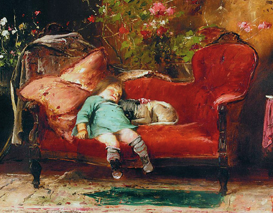Bébé endormi, Mihály Munkácsy (1844-1900)