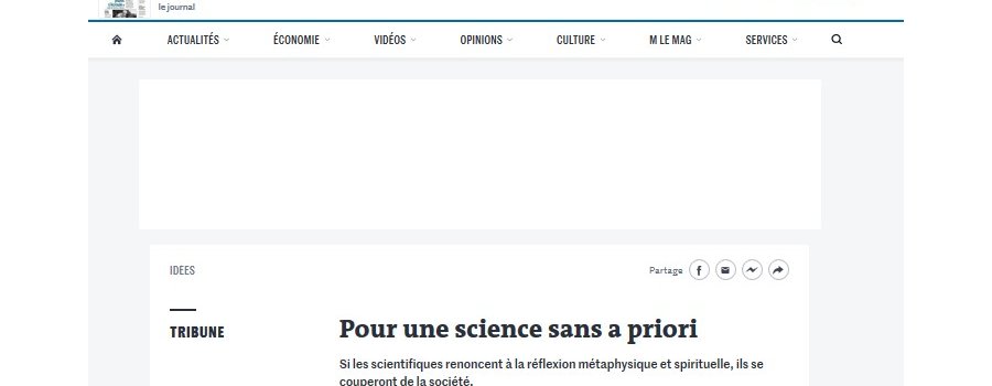 Science sans a priori ou science consciente de ses limites ?