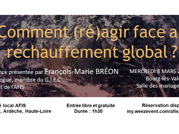 [Bourg-lès-Valence - mercredi 8 mars 2023] Comment (ré)agir face au réchauffement global ?