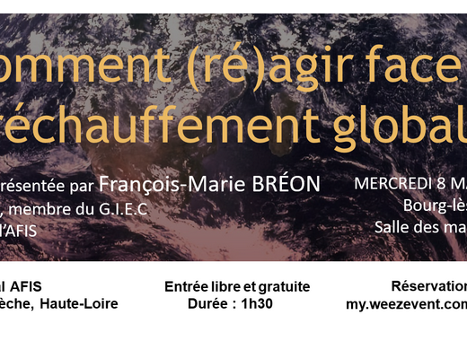 [Bourg-lès-Valence - mercredi 8 mars 2023] Comment (ré)agir face au réchauffement global ?