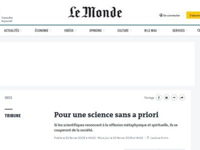 Science sans a priori ou science consciente de ses limites ?