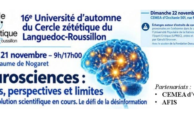 [Montpellier - 21 et 22 novembre 2026] Université d'automne du Cercle zététique du Languedoc-Roussillon